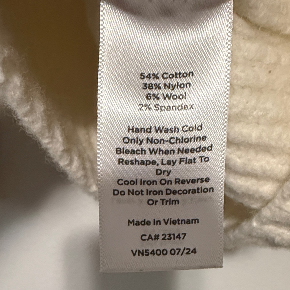 Talbots Cream Ribbed Henley Sweater Top with Beautiful Rhinestone Buttons - Picture 10 of 10